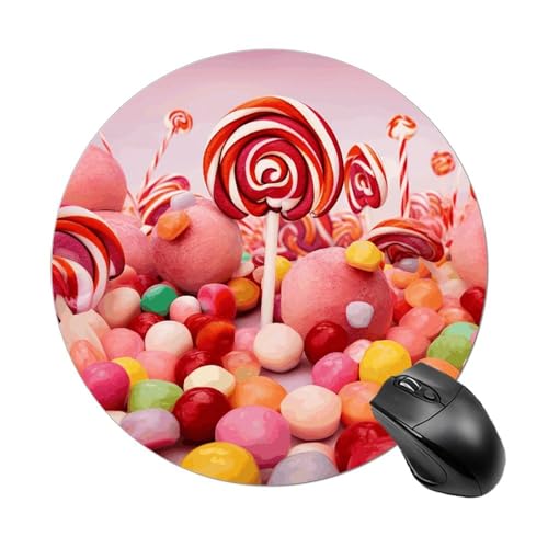 Sweet Candy Rundes Mauspad mit genähtem Rand, Computer-Maus, rutschfest, Gummi-Mauspad für Laptop, Büro oder Zuhause Sweet Candy Rundes Mauspad mit genähtem Rand, Computer-Maus, rutschfest, Gummi-Mauspad für Laptop, Büro oder Zuhause von DWVSFJM