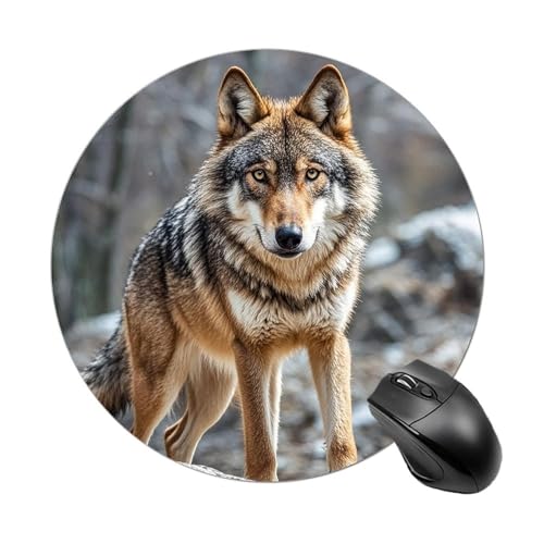 Wolf rundes Mauspad mit genähtem Rand, Computer-Maus, rutschfest, Gummi-Mauspad für Laptop, Büro oder Zuhause Wolf rundes Mauspad mit genähtem Rand, Computer-Maus, rutschfest, Gummi-Mauspad für Laptop, Büro oder Zuhause von DWVSFJM