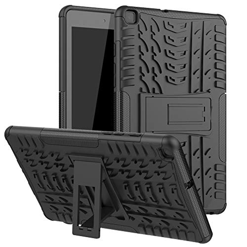 Hülle für Tab A 8.0 Zoll 2019 T295 DWaybox Rugged Heavy Duty Armor Hard Back Cover Case mit Kickstand Kompatibel mit Samsung Galaxy Tab A 8.0 Zoll 2019 SM-T295/T290 (Schwarz) von DWaybox