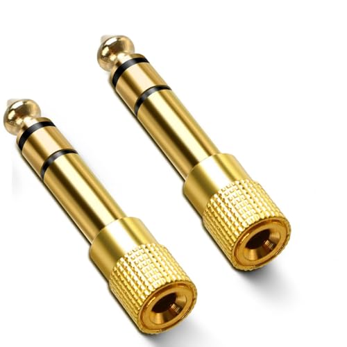 2 Stück hochwertige Kopfhörerbuchse Adapter! Dieser 3.5 auf 6.3 Klinkenadapter ist ideal für verschiedene Anwendungen. Perfekt zum Anschluss von Kopfhörern, E-Gitarren, Verstärkern und Mischpulten. von DXBNEZBC