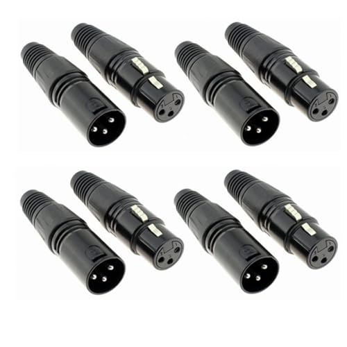 DXBNEZBC 8 x 3-polige XLR-Splitter-Steckverbinder – Lötverbinder für Mikrofon-Audio, inklusive 4 männlichen und 4 weiblichen XLR-Buchsen, 3-polig, ideal für extrem geringe Geräusche und hohe von DXBNEZBC