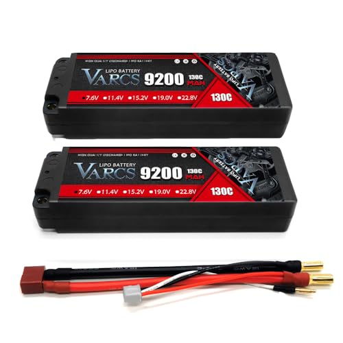 2PCS VARCS 2S Lipo Akku 7,6 V 9200mAh 130C Hartschale mit 5,0 mm Bullet to Deans T Plug für 1/8 und 1/10 RC Fahrzeuge Auto RC Buggy Truggy RC Flugzeug UAV Drone FPV 2PCS VARCS 2S Lipo Akku 7,6 V 9200mAh 130C Hartschale mit 5,0 mm Bullet to Deans T Plug für 1/8 und 1/10 RC Fahrzeuge Auto RC Buggy Truggy RC Flugzeug UAV Drone FPV von DXF