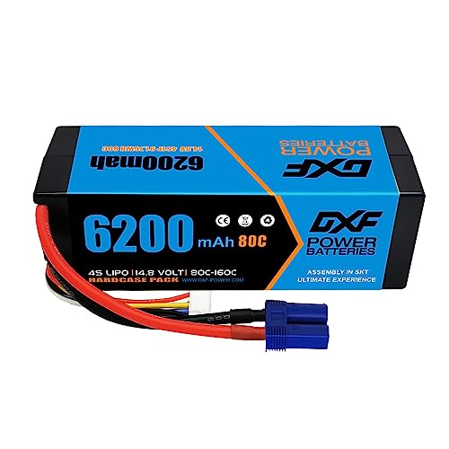 DXF 14,8 V 4S Lipo Akku 6200 mAh 80 Chardcase Hartschale Akku mit EC5-Anschluss für FPV Racing Drohnen Rennrad Quadcopter RC Evader BX Auto Car Truck LKW Truggy RC Hobby (1 Packung) von DXF