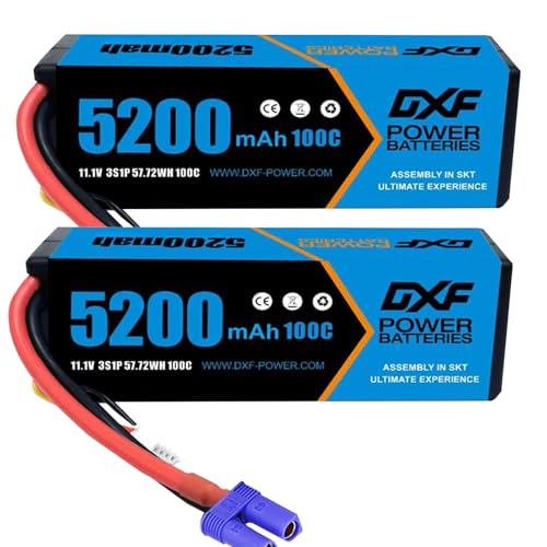 DXF 2 Packungen 3S LIPO AKKU, 11.1V 5200mAh 100C LIPO LIPO 3S Akku mit EC5-Stecker lipo akku für RC Helikopter, Multirotor, Boot, Auto, Truck, Slash VXL, E-Maxx brushless, E-Revo und Spartan Modelle DXF 2 Packungen 3S LIPO AKKU, 11.1V 5200mAh 100C LIPO LIPO 3S Akku mit EC5-Stecker lipo akku für RC Helikopter, Multirotor, Boot, Auto, Truck, Slash VXL, E-Maxx brushless, E-Revo und Spartan Modelle von DXF