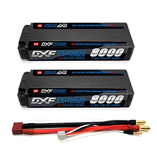 DXF 2S LCG Lipo Akku 7,6 V 8000mAh 130C Hartschale mit 5,0 mm Bullet to Deans T Plug für 1/8 und 1/10 RC Fahrzeuge Auto RC Buggy Truggy RC Flugzeug UAV Drone FPV von DXF