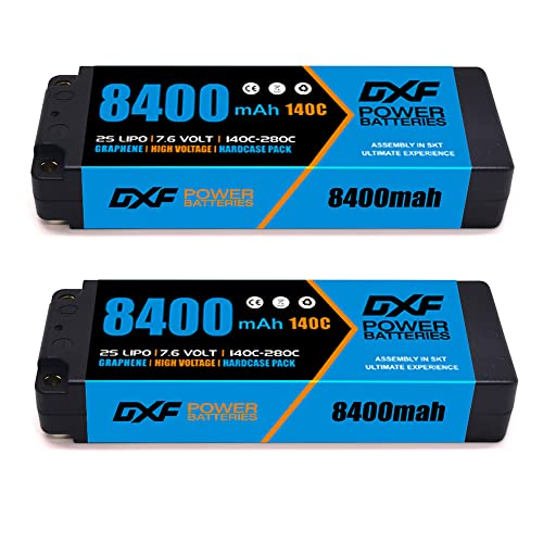 DXF 2S Lipo Akku 8400mAh 7.6V 140C Hardcase Batterie mit 5.0mm Kugel to Deans T Stecker für RC Evader BX Auto Car Truck LKW Truggy RC Hobby von DXF