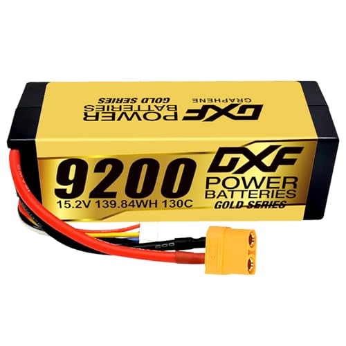 DXF 4S LiPo Akku 15.2V 130C 9200mAh Hardcase Batterie mit XT90 Steck für RC Auto, RC Flugzeug, RC Hubschrauber, RC Hobby (1PCS) von DXF