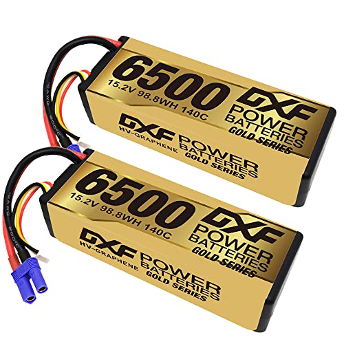 DXF Hochvolt, 4S, 6500mAh, 15,2 V, 140C, Hardcase mit EC5 Spina per 1:8 Scala RC Auto, Multi-Rotor, RC Elicoter, RC Bar(2 Stück) von DXF