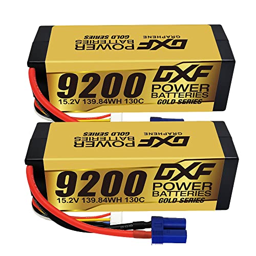 DXF Hochvolt 4S 9200mAh 15.2V 130C, Hardcase mit EC5 Spina per 1:8 Scala RC Auto, Multi-Rotor, RC Elicoter, RC Bar(2 Stück) von DXF