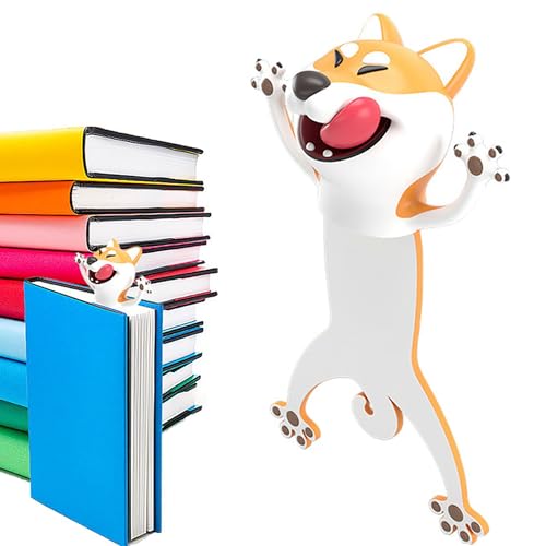DXIA 3D Cartoon Tier-Lesezeichen, Witzige 3D Stereo Cartoon Schön Tier Lesezeichen, Tier Lesezeichen Kinder 3D, Cartoon Schön Tier Lesezeichen, 3D Cartoon Bookmarks für Kinder und Erwachsene (Hund) von DXI