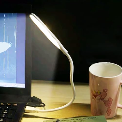 DXIA USB Lampe Dimmbare 18-LEDs mit 3 Helligkeitsstufen, Einstellbare USB Licht, Berührungsschalter und Flexible Schwanenhals, Leselampe Dimmbar für Laptop, Computer Tastatur, Weiß von DXI