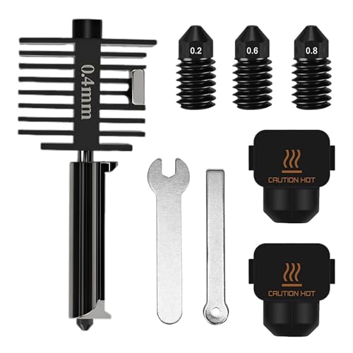 DXIA A1/A1 Mini Upgrade Hotend Kit, Hotend-Upgrade-Kit 3D-Drucker-Hotend mit integrierter Schnellwechseldüse und Silikon Schutzhülle, einem 0,4mm Hot End und drei Düsen(0.2mm,0.6mm,0.8mm) von DXIA