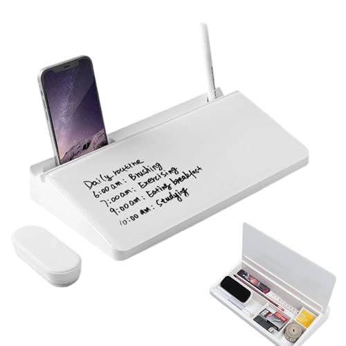 DXIA Schreibtisch Organizer, Whiteboard-Notizblock-Set, Desktop Whiteboard Glas Weiß Mit Aufbewahrung Abwischbar, To Do Liste, Notizblock und Tastaturständer für Homeoffice, Büro und Schulbedarf DXIA Schreibtisch Organizer, Whiteboard-Notizblock-Set, Desktop Whiteboard Glas Weiß Mit Aufbewahrung Abwischbar, To Do Liste, Notizblock und Tastaturständer für Homeoffice, Büro und Schulbedarf von DXIA