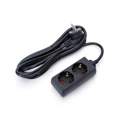 Deutsche 2-Fach Steckdosenleiste ohne Schalter, 3 m, mit 3G-Kabel und 1,5 mm² Querschnitt, in elegantem Schwarz, ideal für eine sichere und effiziente Verbindung in jedem Raum. Deutsche 2-Fach Steckdosenleiste ohne Schalter, 3 m, mit 3G-Kabel und 1,5 mm² Querschnitt, in elegantem Schwarz, ideal für eine sichere und effiziente Verbindung in jedem Raum. von DXQ