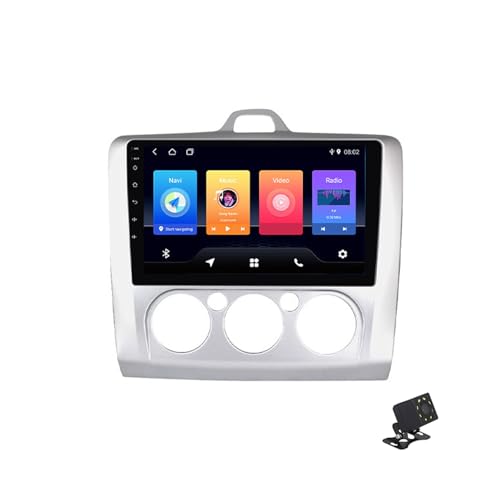 DXSYGMBN Android 14 Autoradio Kabelloses Carplay Radio Kompatibel Mit Ford Focus 2004~2011 Auto Entertainment Multimediasystem Mit Bluetooth, GPS Navigation, FM Radio,2G+32G von DXSYGMBN