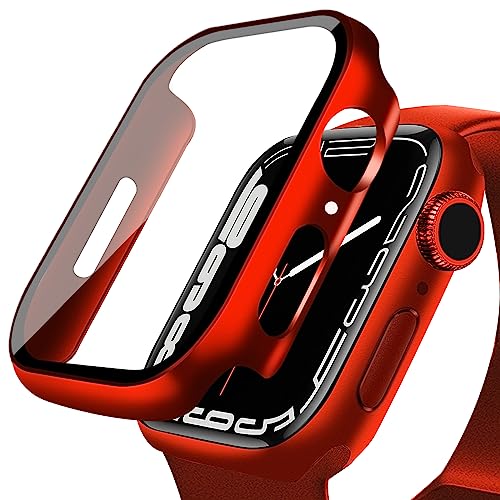 【2 Stücke】 DYAOLE Apple Watch Schutzhülle Kompatibel mit Apple Watch 9/8/7,Displayschutz PC schutzhülle für Apple Watch 9/8/7 schutzhülle(45mm,Rot) von DYAOLE