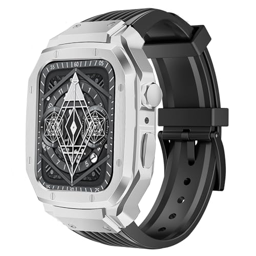 DYAOLE Apple watch Armband 44mm/45mm Apple watch armband metall+TPU-Material,langlebig, modisch für Apple watch SE2/SE/9/8/7/6/5/4 apple watch armband 44mm/45mm(Silber) von DYAOLE