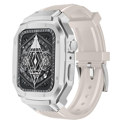 DYAOLE Apple watch Armband 44mm/45mm Apple watch armband metall+TPU-Material,langlebig, modisch für Apple watch SE2/SE/9/8/7/6/5/4 apple watch armband 44mm/45mm(Silber-Starlight) von DYAOLE