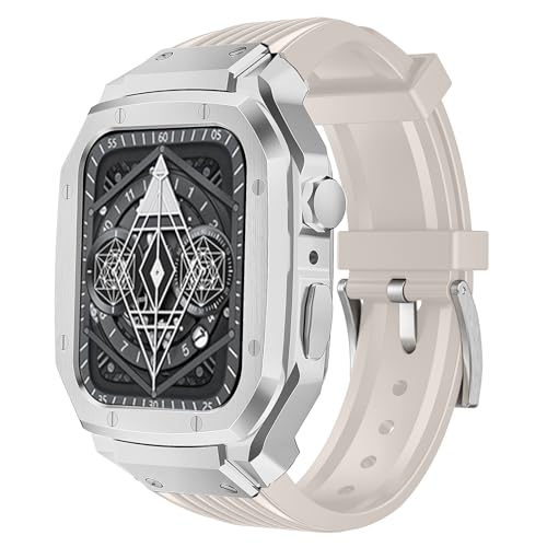 BELIYO Apple watch Armband 44mm/45mm Apple watch armband metall+TPU-Material,langlebig, modisch für Apple watch SE2/SE/9/8/7/6/5/4 apple watch armband 44mm/45mm(Silber-Starlight) von DYAOLE