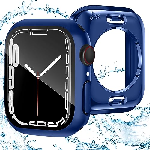 DYAOLE Apple Watch Schutzhülle Kompatibel mit Apple Watch 9/8/7,Apple Watch 360°Schutzhülle Displayschutz PC schutzhülle für Apple Watch 9/8/7 schutzhülle(45mm,Blau) von DYAOLE
