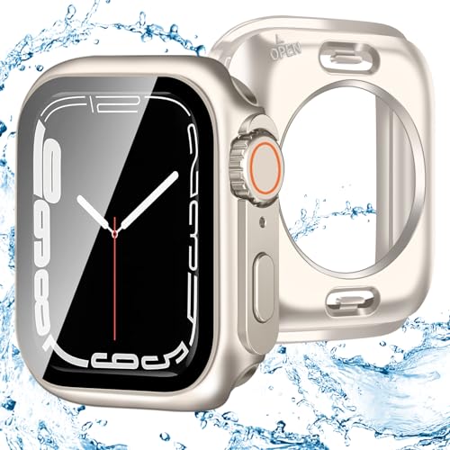 DYAOLE Apple Watch Schutzhülle Kompatibel mit Apple Watch 9/8/7,Apple Watch 360° Ultra-Form Schutzhülle Displayschutz PC schutzhülle für Apple Watch 9/8/7 schutzhülle(45mm,Titangold von DYAOLE