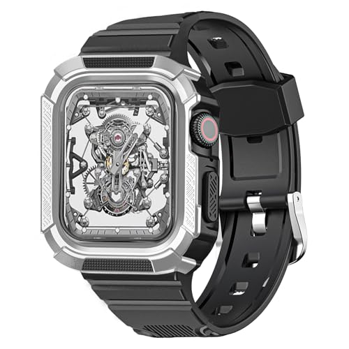 DYAOLE Apple watch Armband 38mm/40mm/41mm Apple watch armband TPU-Material,Rüstungsform für Apple watch SE2/SE/9/8/7/6/5/4/3/2/1 apple watch armband 38mm/40mm/41mm(Schwarz-Silber) von DYAOLE