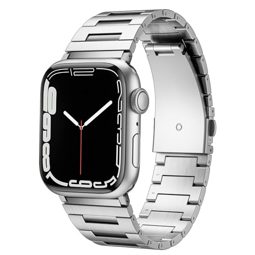 DYAOLE Apple watch Armband 42/44/45/49mm Apple watch armband metall-Material,langlebig,modisch für Apple watch Ultra 2/Ultra/SE2/SE/9/8/7/6/5/4/3/2/1 apple watch armband 42/44/45/49mm(Silber) von DYAOLE