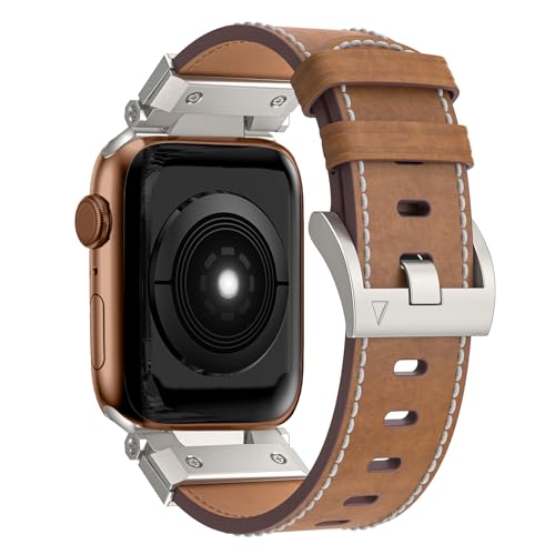 DYAOLE Apple watch Armband 42mm/44mm/45mm49mm Apple watch armband Leder-Material,langlebig, modisch für Apple watch Ultra 2/Ultra/SE2/SE/9/8/7/6/5/4 apple watch armband 42mm/44mm/45mm/49mm(Dunkelbrau) von DYAOLE