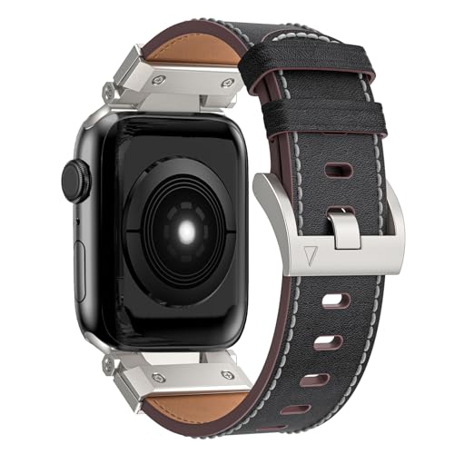 DYAOLE Apple watch Armband 42mm/44mm/45mm49mm Apple watch armband Leder-Material,langlebig, modisch für Apple watch Ultra 2/Ultra/SE2/SE/9/8/7/6/5/4 apple watch armband 42mm/44mm/45mm/49mm(schwarz) von DYAOLE
