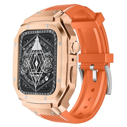 DYAOLE Apple Watch Armband 44/45mm, Sportlich, Roségold Orange, TPU-Material, Schnalle, SE2/SE/9/8/7/6/5/4 (44/45mm) von DYAOLE