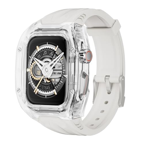 DYAOLE Apple watch Armband 44mm/45mm Apple watch armband metall+TPU-Material,langlebig, modisch für Apple watch SE2/SE/9/8/7/6/5/4 apple watch armband 44mm/45mm(Transparent-Starlight) von DYAOLE