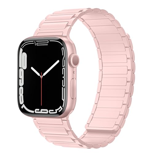 DYAOLE Kompatibel mit Apple watch Armband Apple watch SE2/SE/9/8/7/6/5/4/3/2/1,Silikonmaterial,Magnetisches Armband,modisch,für apple watch armband 38/40/41mm(Rosa) von DYAOLE