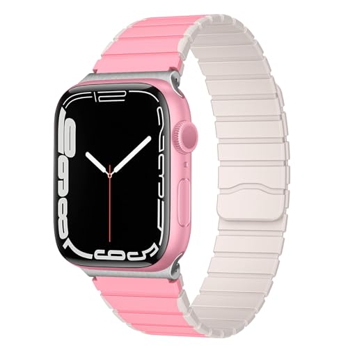 DYAOLE Kompatibel mit Apple watch Armband Apple watch SE2/SE/9/8/7/6/5/4/3/2/1,Silikonmaterial,Magnetisches Armband,modisch,für apple watch armband 38/40/41mm(Rosa-Sternenlicht) von DYAOLE
