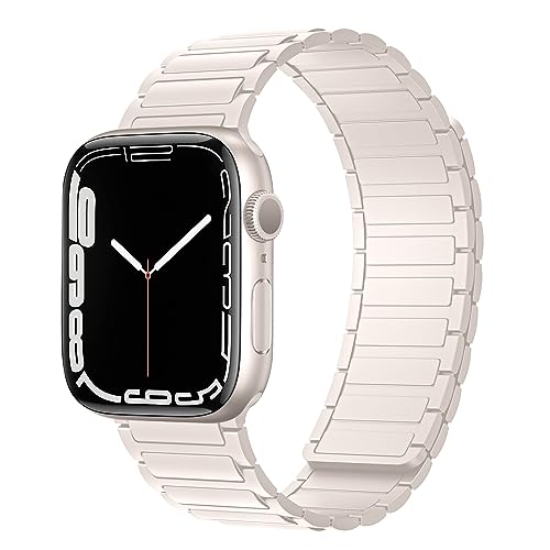 DYAOLE Kompatibel mit Apple watch Armband Apple watch SE2/SE/9/8/7/6/5/4/3/2/1,Silikonmaterial,Magnetisches Armband,modisch,für apple watch armband 38/40/41mm(Sternenlicht) von DYAOLE