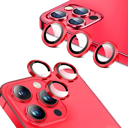 DYAOLE Objektivschutzfolie für iPhone 15/iPhone 15 Puls, gehärteter Glas-Aluminiumring, vollständiger Schutz, Stoßdämpfung, staubdicht, wasserdicht, hohe Lichtdurchlässigkeit（6 Stück,Red） von DYAOLE