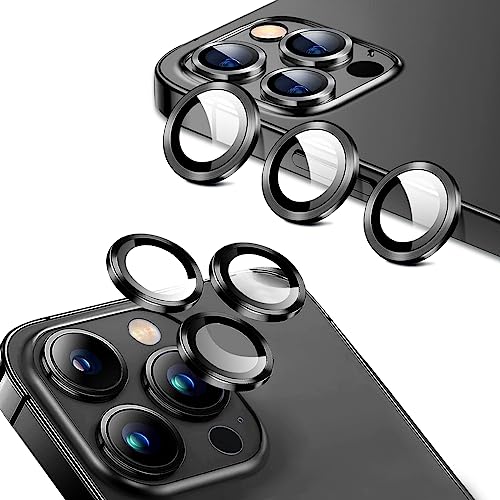 DYAOLE Objektivschutzfolie für iPhone 15/iPhone 15 Puls, gehärteter Glas-Aluminiumring, vollständiger Schutz, Stoßdämpfung, staubdicht, wasserdicht, hohe Lichtdurchlässigkeit（6 Stück,Schwarz） von DYAOLE