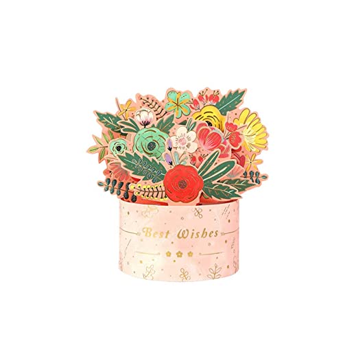 Weihnachtskarte Geld Bronzing Bouquet Three Greeting Card One Thought Flower Blooms Mother's Day Paper Carving Handmade Blessing Message Card Herzlichen Glückwunsch Baby (C, One Size) von DYKeWei