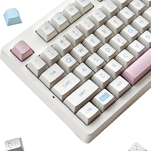 Kaomoji Milchweiße Tastenkappe, Originaldesign, Kirschprofil, Farbstoff, Sublimation, ISO Enter, 140 Tasten/Sets für GH60 SK61 RK68 RK84 99% Standard mechanische Tastatur von DYLormah