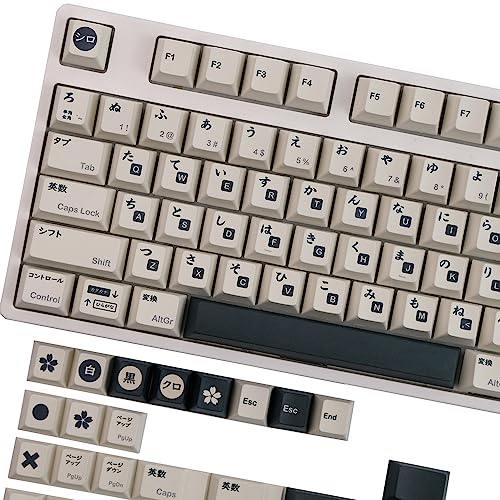 Schwarz Weiß Japanische PBT Tastenkappe Kirsche Profil DYE Sublimation Mechanische Tastatur Tastenkappen ANSI Layout ISO Eingabetasten von DYLormah