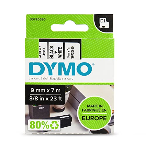 5 x Dymo D1 Standard Kennzeichnung Tape 40913 (S0720680) 9 mm x 7 m, schwarz auf weiß von DYMO