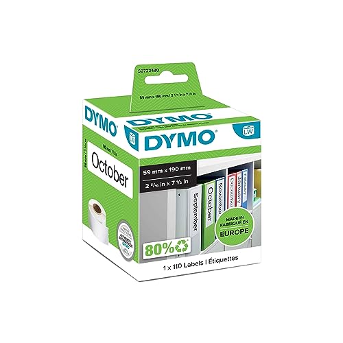 DYMO 99019-99019 59mm x 190mm Large Lever Arch Labels Black On White von DYMO
