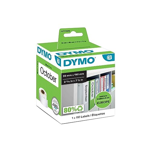 DYMO 99019-99019 59mm x 190mm Large Lever Arch Labels Black On White DYMO 99019-99019 59mm x 190mm Large Lever Arch Labels Black On White von DYMO