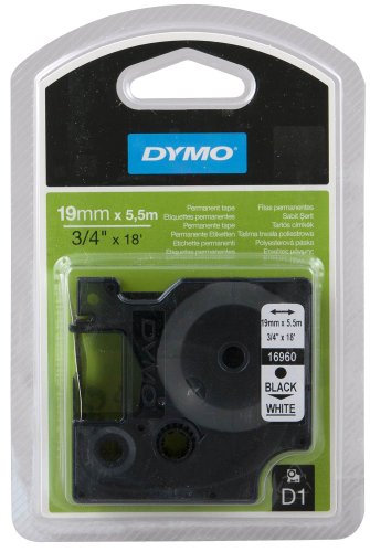 DYMO Beschriftungsband D1 16960 / 19 mm / Druck schwarz / Band weiß / für DYMO 2000, 5500, LM 200/300/350/350D/360D/400/450/450D/500TS/PC/PC II/PnP WiFi, LabelWriter 450 DUO, LP 300/350/420P von DYMO