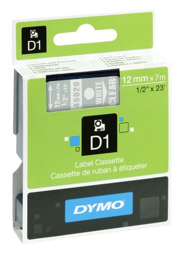 DYMO Beschriftungsband D1 45020 / 12 mm / Druck weiß / Band transparent / für DYMO Pocket, 1000+, 2000, 3500, 4500, 5500, LM 100/100+/120P/150/160/200/210D/220P/260P/280/300/350/350D/360D/400/420P/450/450D/500TS/II/PC/PC II/PnP/PnP WiFi, LabelWriter 450 DUO, LP 100/150/200/250/300/350 DYMO Beschriftungsband D1 45020 / 12 mm / Druck weiß / Band transparent / für DYMO Pocket, 1000+, 2000, 3500, 4500, 5500, LM 100/100+/120P/150/160/200/210D/220P/260P/280/300/350/350D/360D/400/420P/450/450D/500TS/II/PC/PC II/PnP/PnP WiFi, LabelWriter 450 DUO, LP 100/150/200/250/300/350 von DYMO