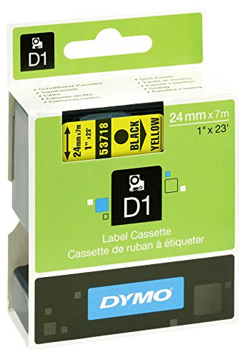 DYMO D1 53718 Beschriftungsband / 24 mm / Druck schwarz / Band gelb / für DYMO LM 300/400/450/450D/500TS/PC/PC II/PnP WiFi, LabelWriter 450 DUO von DYMO