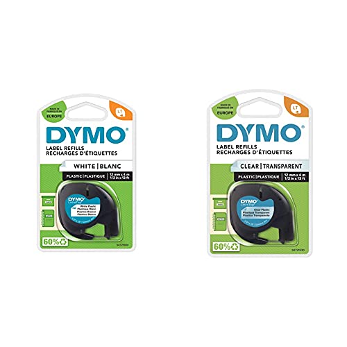 DYMO LT Etikettenband Authentisch | schwarz auf transparent | 12 mm x 4 m & DYMO LT Etikettenband Authentisch | schwarz auf weiß | 12 mm x 4 m von DYMO