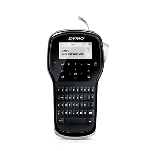 DYMO LabelManager 280 Tragbares Beschriftungsgerät | Wiederaufladbares Etikettiergerät mit QWERTZ Tastatur | mit PC/Mac Schnittstelle | für D1 Etiketten in 6, 9 und 12mm Breite von DYMO