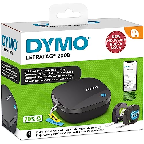 DYMO LetraTag 200B Tragbarer Thermo-Bluetooth-Etikettendrucker, 1,77 x 4,72 x 4,72 cm von DYMO