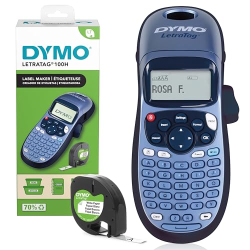 DYMO LetraTag LT-100H Beschriftungsgerät Handgerät | Tragbares Etikettiergerät mit ABC Tastatur | blau | Ideal fürs Büro oder zu Hause von DYMO