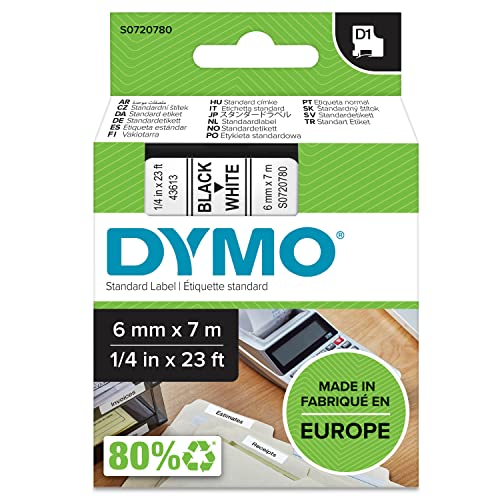 DYMO Original D1-Etikettenband | schwarz auf weiß | 6 mm x 7 m | selbstklebendes Schriftband | für LabelManager-Beschriftungsgerät DYMO Original D1-Etikettenband | schwarz auf weiß | 6 mm x 7 m | selbstklebendes Schriftband | für LabelManager-Beschriftungsgerät von DYMO